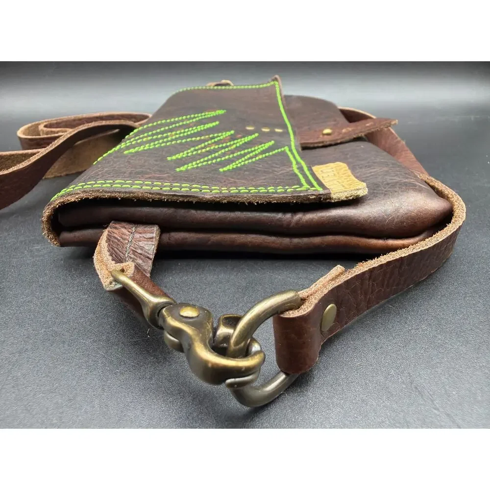 Maven Artisan Leather+Design Handmade Brown Crossbody Messenger Satchel Bag USA